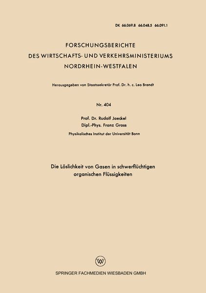 Produktbild: Die L&ouml;slichkeit von Gasen in schwerfl&uuml;chtigen organischen Fl&uuml;ssigkeiten