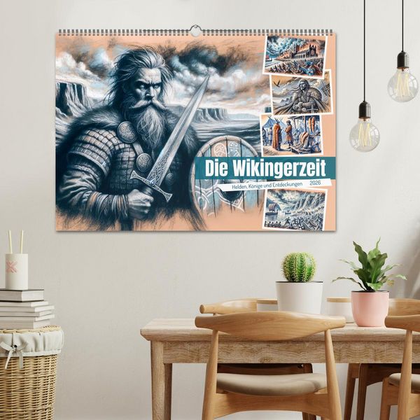 Produktbild: Die Wikingerzeit - Helden, K&ouml;nige und Entdeckungen (Wandkalender 2026 DIN A2 quer), CALVENDO Monatskalender