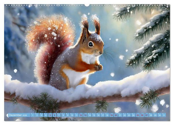 Produktbild: Der Eichh&ouml;rnchen-Kalender (hochwertiger Premium Wandkalender 2026 DIN A2 quer), Kunstdruck in Hochglanz