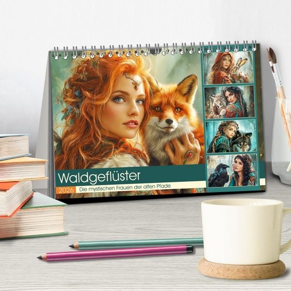 Produktbild: Waldgefl&uuml;ster. Die mystischen Frauen der alten Pfade (Tischkalender 2026 DIN A5 quer), CALVENDO Monatskalender