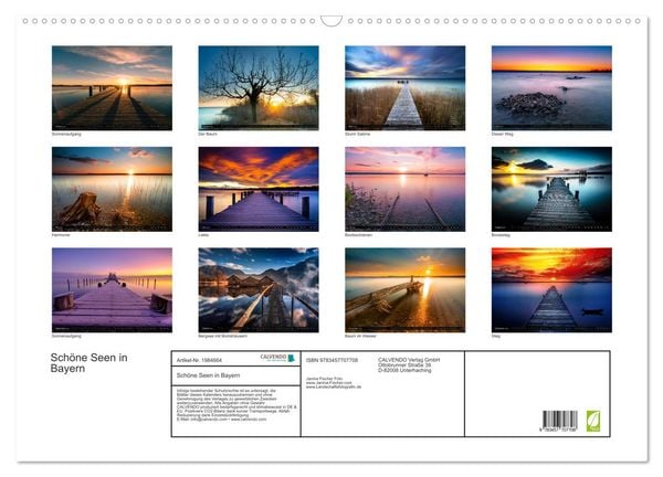 Produktbild: Sch&ouml;ne Seen in Bayern (Wandkalender 2026 DIN A2 quer), CALVENDO Monatskalender