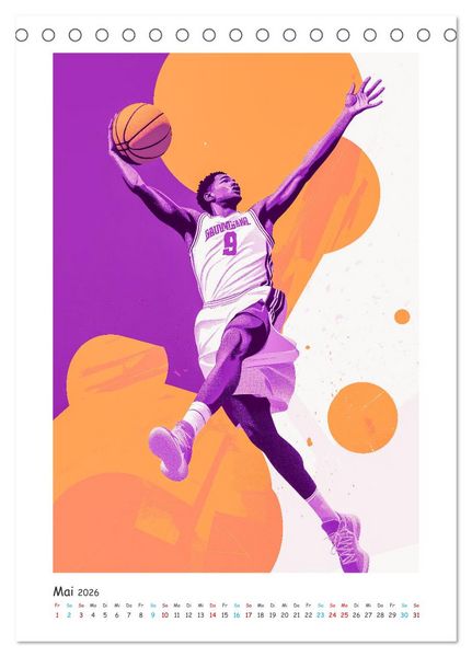 Produktbild: Basketball im Blut (Tischkalender 2026 DIN A5 hoch), CALVENDO Monatskalender