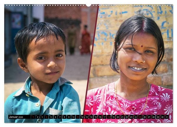 Produktbild: INDIEN Menschen Farben Impressionen (Wandkalender 2026 DIN A2 quer), CALVENDO Monatskalender