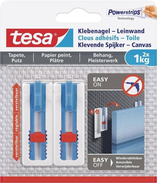 Tesa Klebenagel Powerstrips Leinwand max. 1kg 2 Stück