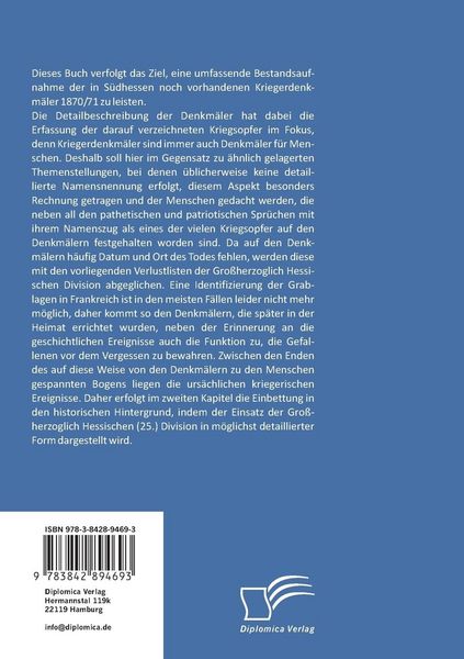Produktbild: Die Kriegerdenkm&auml;ler 1870/71 in S&uuml;dhessen: Stumme Zeugen des Einsatzes der Gro&szlig;herzoglich Hessischen (25.) Division im Krieg gegen Frankreich 1870/71