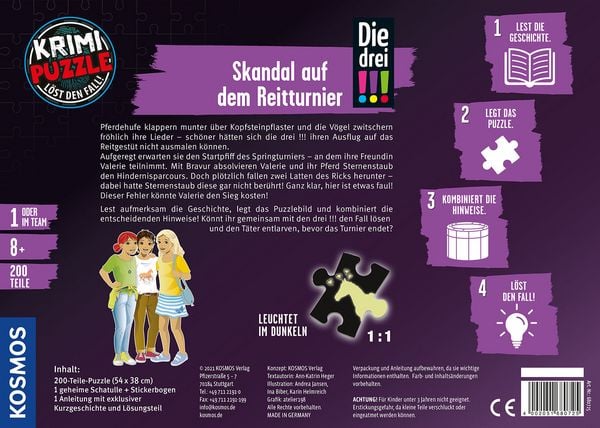 Produktbild: Krimipuzzle Die drei !!! Skandal auf dem Reitturnier