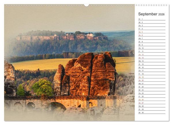 Produktbild: Traumhafte S&auml;chsische Schweiz (hochwertiger Premium Wandkalender 2026 DIN A2 quer), Kunstdruck in Hochglanz