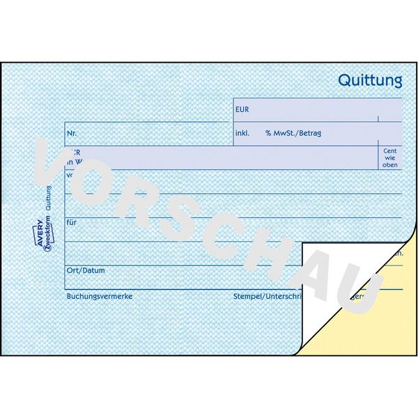 Produktbild: AVERY Zweckform Quittung inkl. MwSt. selbstdurchschreibend DIN A6 quer 2x40 Blatt