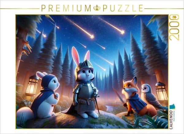 CALVENDO Puzzle Die nächtliche Sternenjagd der mutigen Tier-Ritter | 2000 Teile Lege-Größe 90x67cm Foto-Puzzle für glückliche Stunden