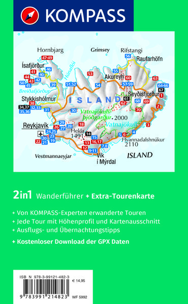 Produktbild: KOMPASS Wanderführer Island, 70 Touren mit Extra-Tourenkarte