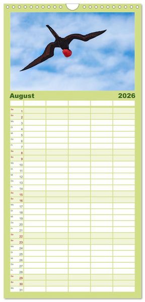 Produktbild: Familienplaner 2026 - Die faszinierende Tierwelt der Galapagos-Inseln mit 5 Spalten (Wandkalender, 21 x 45 cm) CALVENDO