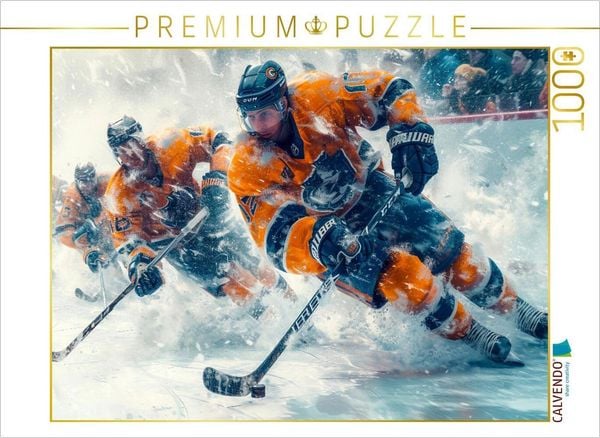 CALVENDO Puzzle Eishockey, attacktieren | 1000 Teile Lege-Größe 64x48cm Foto-Puzzle für glückliche Stunden