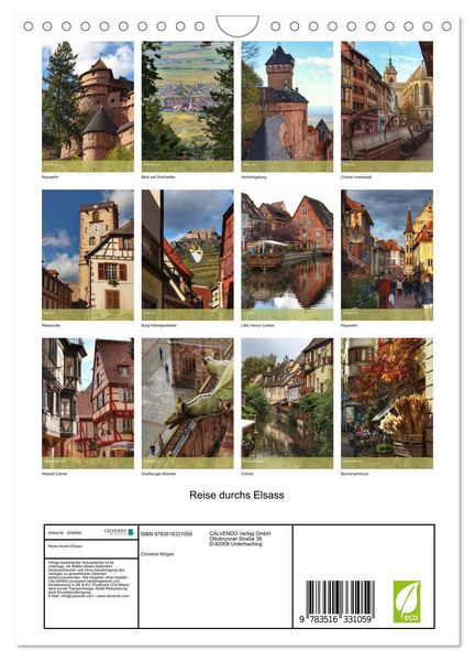 Produktbild: Reise durchs Elsass (Wandkalender 2026 DIN A4 hoch), CALVENDO Monatskalender