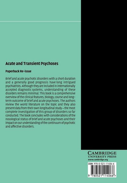 Produktbild: Acute and Transient Psychoses