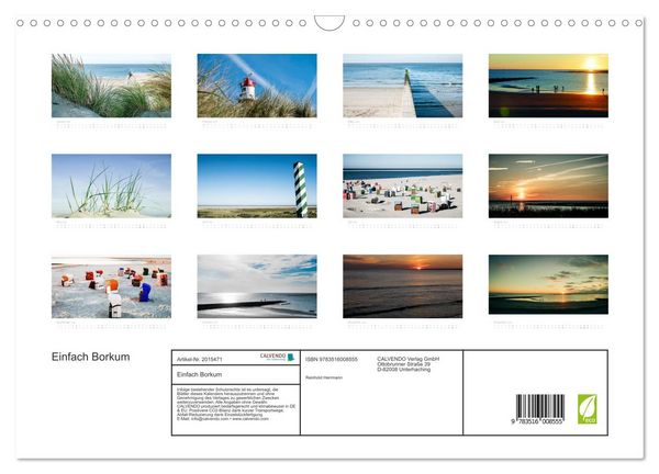 Produktbild: Einfach Borkum (Wandkalender 2026 DIN A3 quer), CALVENDO Monatskalender