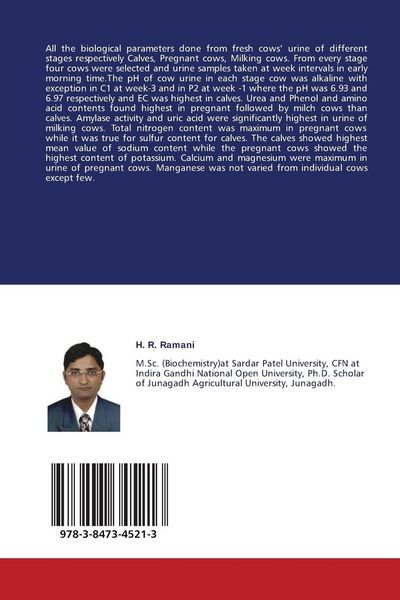 Produktbild: Biochemistry of Gir Cow Urine at different development stages