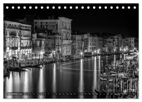 Produktbild: Leuchtendes Venedig &hellip;in monochrom (Tischkalender 2026 DIN A5 quer), CALVENDO Monatskalender