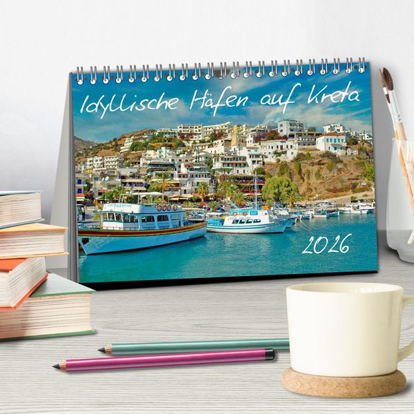 Produktbild: Idyllische H&auml;fen auf Kreta (Tischkalender 2026 DIN A5 quer), CALVENDO Monatskalender