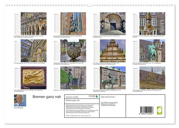 Produktbild: Bremen ganz nah (hochwertiger Premium Wandkalender 2026 DIN A2 quer), Kunstdruck in Hochglanz