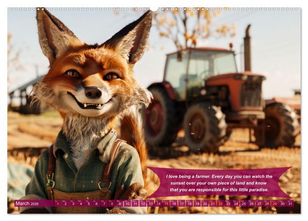 Produktbild: Funny charming animals as farmers (High Quality Premium Wall Calendar 2026 DIN A2 landscape),CALVENDO 12 Month Wall Calendar