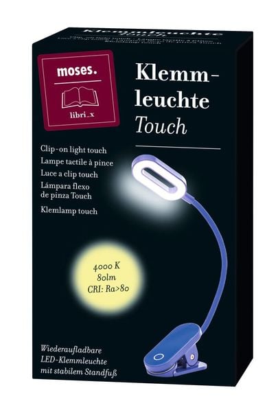 Produktbild: moses. libri_x Klemmleuchte Touch Electric Blue