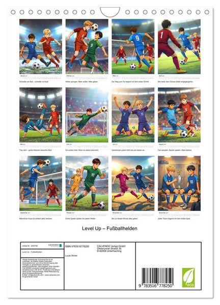 Produktbild: Level Up &ndash; Fu&szlig;ballhelden (Wandkalender 2027 DIN A4 hoch), CALVENDO Monatskalender