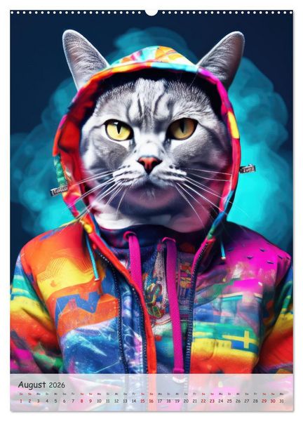 Produktbild: Katzen im lustigen Gangsterlook (hochwertiger Premium Wandkalender 2026 DIN A2 hoch), Kunstdruck in Hochglanz