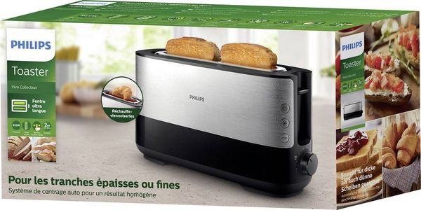 Produktbild: Philips Home HD2692/90 Viva Langschlitztoaster Edelstahl, Schwarz