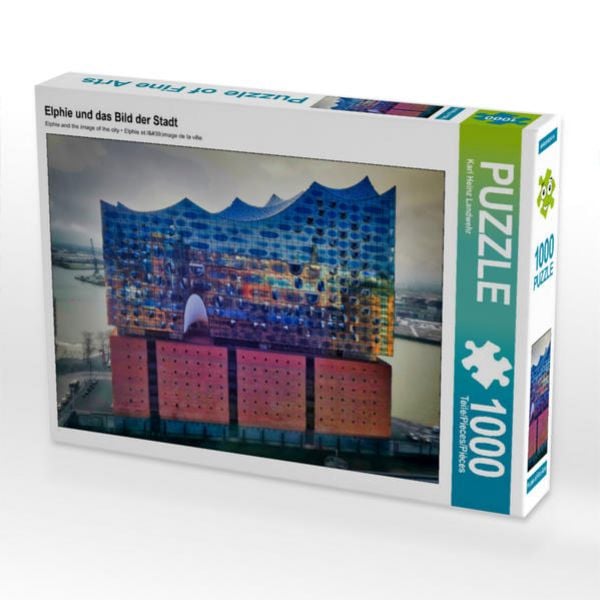 CALVENDO Puzzle Elphie und das Bild der Stadt | 1000 Teile Lege-Größe 64x48cm Foto-Puzzle für glückliche Stunden