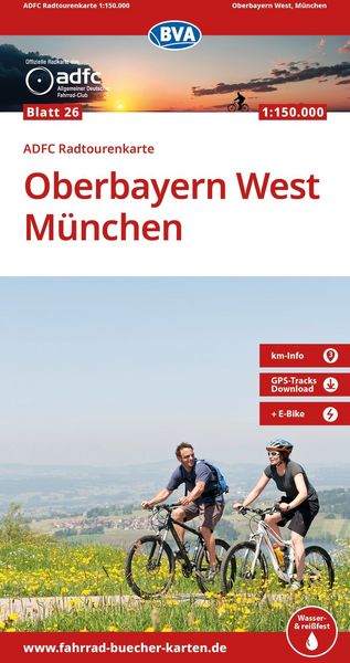 Produktbild: BVA ADFC Radtourenkarte Oberbayern West M&uuml;nchen 1:150.000
