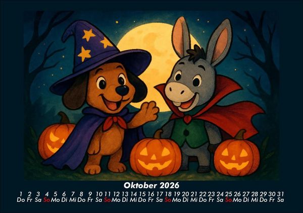 Produktbild: Wuff & Huf - Festliche Freundschaft 2026 Fotokalender DIN A5