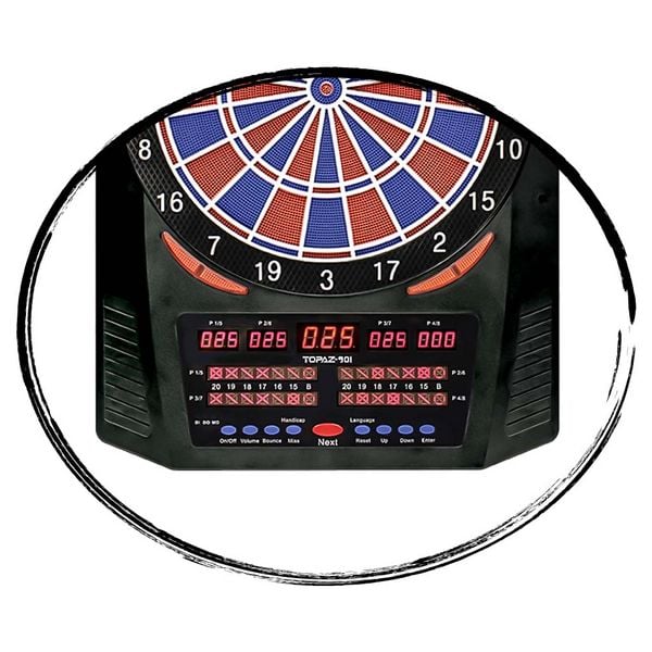 Produktbild: CARROMCO ELEKTRONIK DARTBOARD TOPAZ-901, MIT ADAPTER, 2-LOCH ABSTAND