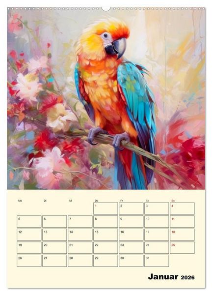 Produktbild: Bunte V&ouml;gel. Bezaubernde Papageien-Aquarelle (hochwertiger Premium Wandkalender 2026 DIN A2 hoch), Kunstdruck in Hochglanz