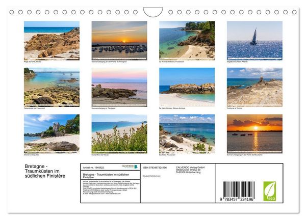 Produktbild: Bretagne - Traumk&uuml;sten im s&uuml;dlichen Finist&egrave;re (Wandkalender 2026 DIN A4 quer), CALVENDO Monatskalender
