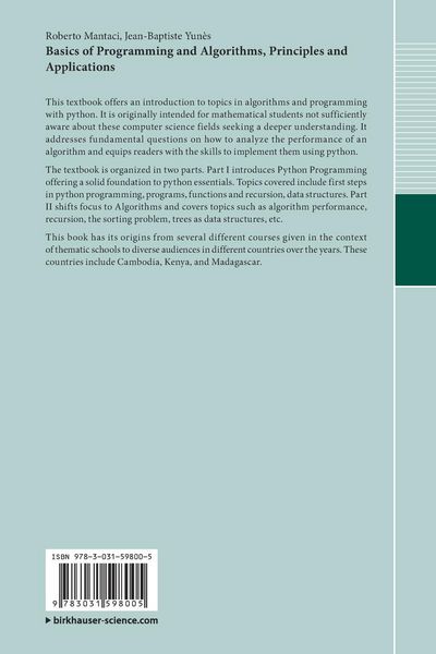 Produktbild: Basics of Programming and Algorithms, Principles and Applications