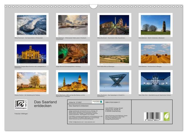 Produktbild: Das Saarland entdecken (Wandkalender 2026 DIN A3 quer), CALVENDO Monatskalender