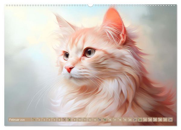 Produktbild: Katzen im Pastellstil (Wandkalender 2026 DIN A2 quer), CALVENDO Monatskalender