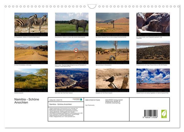 Produktbild: Namibia - Sch&ouml;ne Ansichten (Wandkalender 2026 DIN A3 quer), CALVENDO Monatskalender