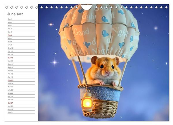 Produktbild: Hamster's Bedtime Calendar - Twelve magical dream worlds (Wall Calendar 2027 DIN A4 landscape), CALVENDO 12 Month Wall Calendar