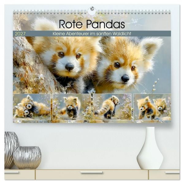 Produktbild: Rote Pandas. Kleine Abenteurer im sanften Waldlicht (hochwertiger Premium Wandkalender 2027 DIN A2 quer), Kunstdruck in Hochglanz