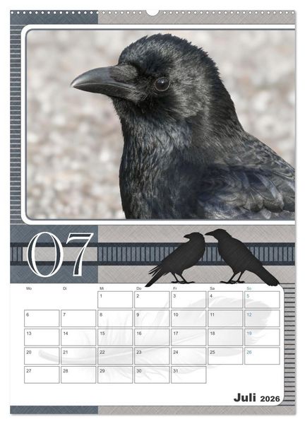 Produktbild: Kr&auml;hen - Clever notiert! Mit K&ouml;pfchen durchs ganze Jahr (hochwertiger Premium Wandkalender 2026 DIN A2 hoch), Kunstdruck in Hochglanz