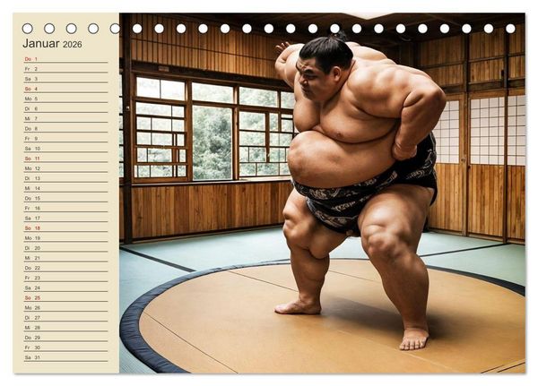 Produktbild: KI Sumo-K&auml;mpfer Im Ring der Giganten (Tischkalender 2026 DIN A5 quer), CALVENDO Monatskalender