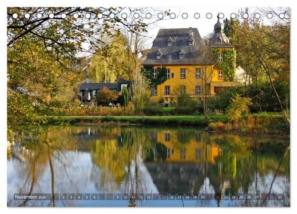 Produktbild: Burgen, Schl&ouml;sser, Herrenh&auml;user im Bergischen Land (Tischkalender 2026 DIN A5 quer), CALVENDO Monatskalender