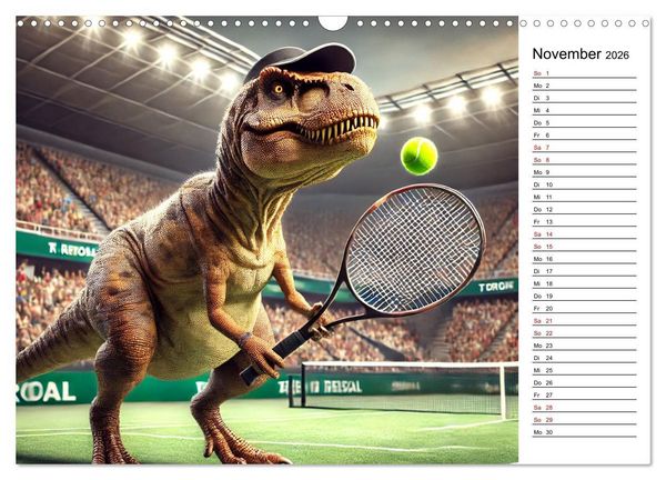 Produktbild: Sportlicher T-Rex - Mit Fun durch das Jahr (Wandkalender 2026 DIN A3 quer), CALVENDO Monatskalender