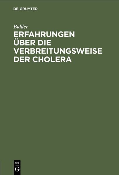 Produktbild: Erfahrungen &uuml;ber die Verbreitungsweise der Cholera