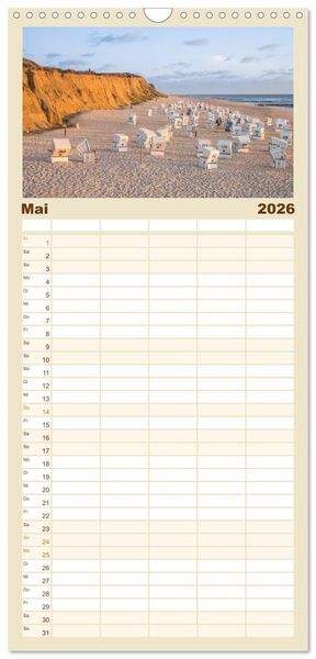 Produktbild: Familienplaner 2026 - Traumstr&auml;nde der Nordsee mit 5 Spalten (Wandkalender, 21 x 45 cm) CALVENDO