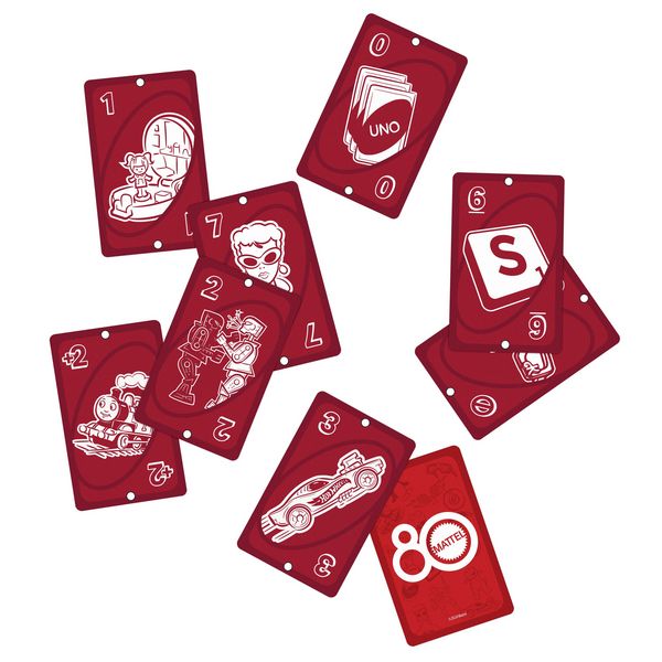 Produktbild: UNO Mattel Kartenspiel f&uuml;r Kinder und Familienabende in rubinroter Sonderedition zum 80. Jubil&auml;um