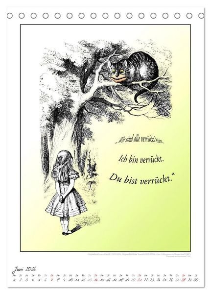 Produktbild: Alice im Wunderland - Weltliteraturkalender (Tischkalender 2026 DIN A5 hoch), CALVENDO Monatskalender
