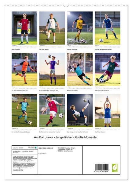 Produktbild: Am Ball Junior - Junge Kicker - Gro&szlig;e Momente (hochwertiger Premium Wandkalender 2027 DIN A2 hoch), Kunstdruck in Hochglanz
