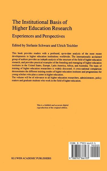 Produktbild: The Institutional Basis of Higher Education Research